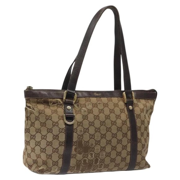 GUCCI GG Canvas Tote Bag Beige Gold 141470 Auth - Picture 1 of 16